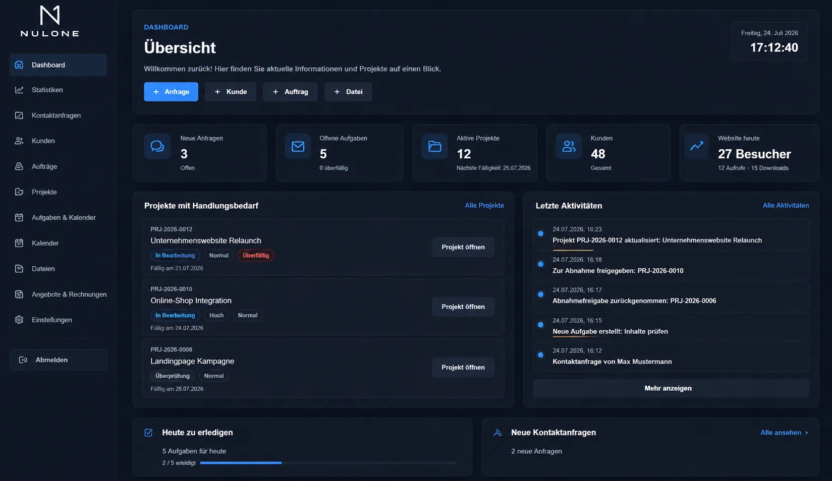 Screenshot einer individuellen Softwarelösung von NulOne Software